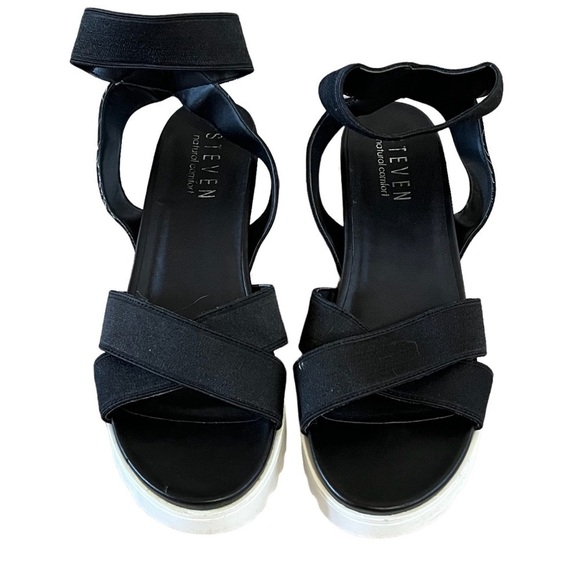STEVEN Steve Madden Platform Sandal Elastic Strap Comfort “Kraze” Black Size 9 - Picture 1 of 10